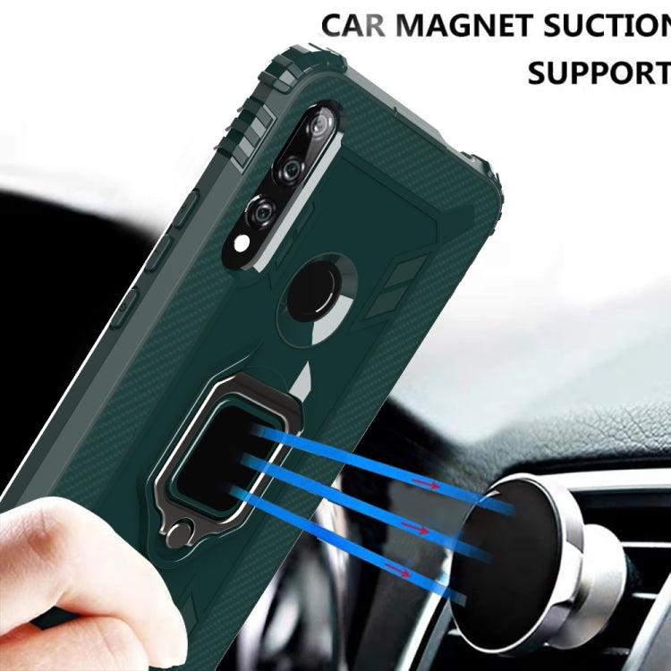 For Huawei P Smart Z Carbon Fiber Protective Case with 360 Degree Rotating Ring Holder