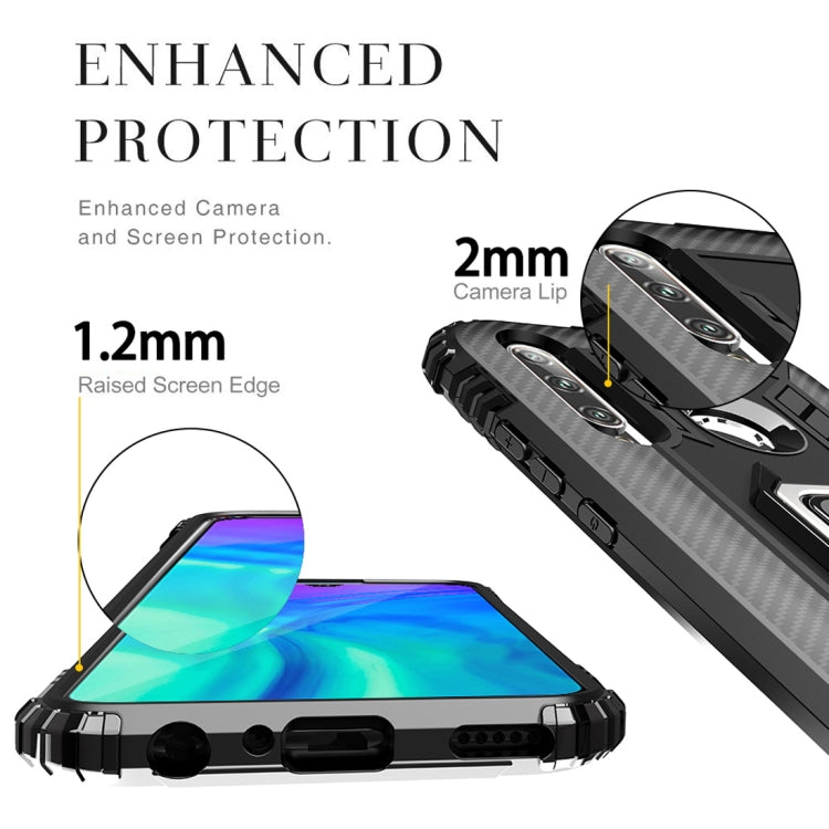 For Huawei Enjoy 9S Carbon Fiber Protective Case with 360 Degree Rotating Ring Holder