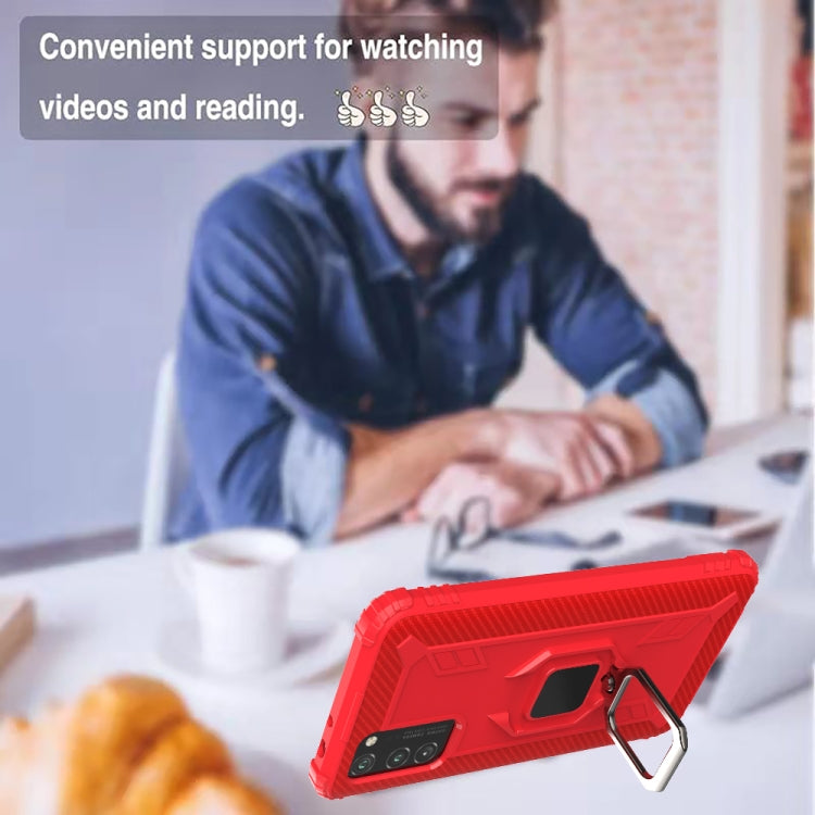 For Huawei Honor V30 Carbon Fiber Protective Case with 360 Degree Rotating Ring Holder