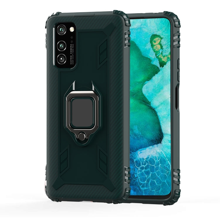For Huawei Honor V30 Carbon Fiber Protective Case with 360 Degree Rotating Ring Holder