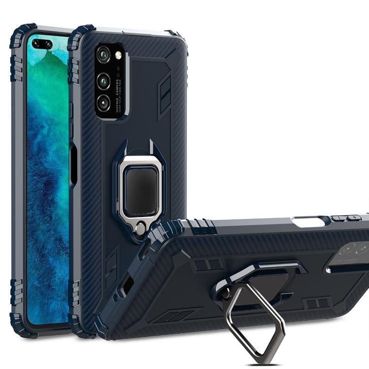 For Huawei Honor V30 Carbon Fiber Protective Case with 360 Degree Rotating Ring Holder