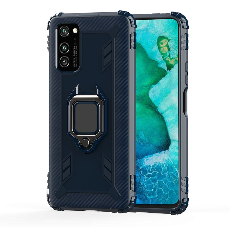 For Huawei Honor V30 Carbon Fiber Protective Case with 360 Degree Rotating Ring Holder