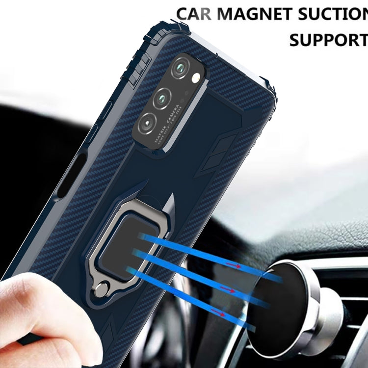 For Huawei Honor V30 Carbon Fiber Protective Case with 360 Degree Rotating Ring Holder