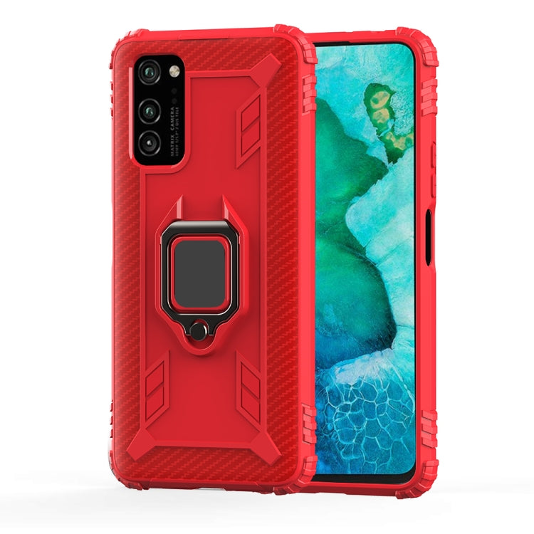 For Huawei Honor V30 Pro Carbon Fiber Protective Case with 360 Degree Rotating Ring Holder