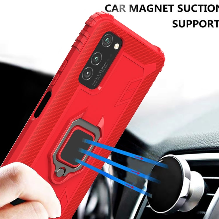 For Huawei Honor V30 Pro Carbon Fiber Protective Case with 360 Degree Rotating Ring Holder