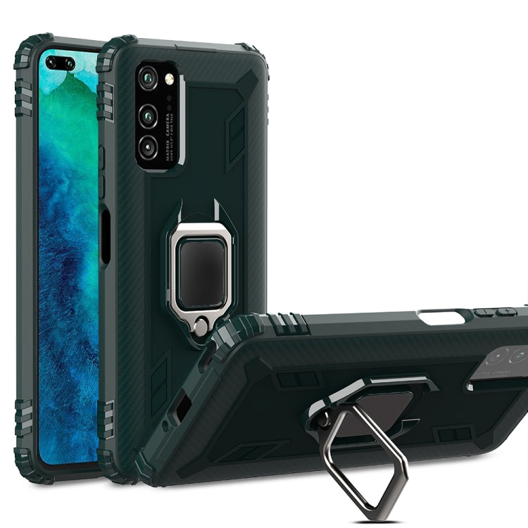For Huawei Honor V30 Pro Carbon Fiber Protective Case with 360 Degree Rotating Ring Holder