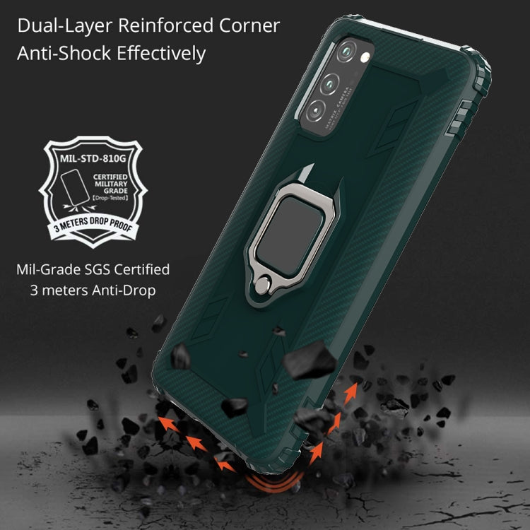 For Huawei Honor V30 Pro Carbon Fiber Protective Case with 360 Degree Rotating Ring Holder