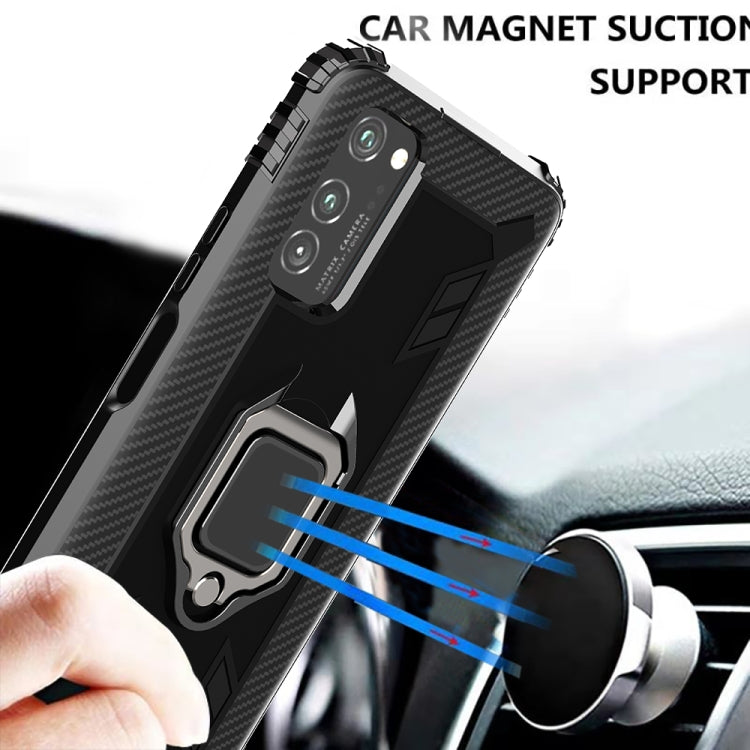 For Huawei Honor V30 Pro Carbon Fiber Protective Case with 360 Degree Rotating Ring Holder