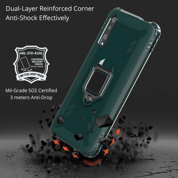For Huawei Honor 9X / 9X Pro Carbon Fiber Protective Case with 360 Degree Rotating Ring Holder