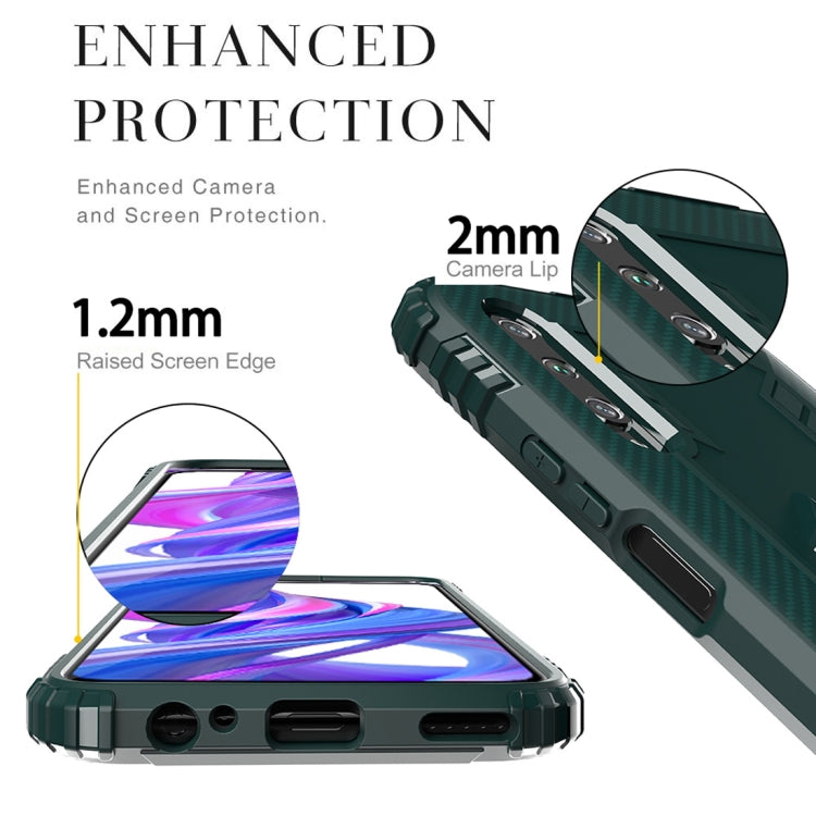 For Huawei Honor 9X / 9X Pro Carbon Fiber Protective Case with 360 Degree Rotating Ring Holder