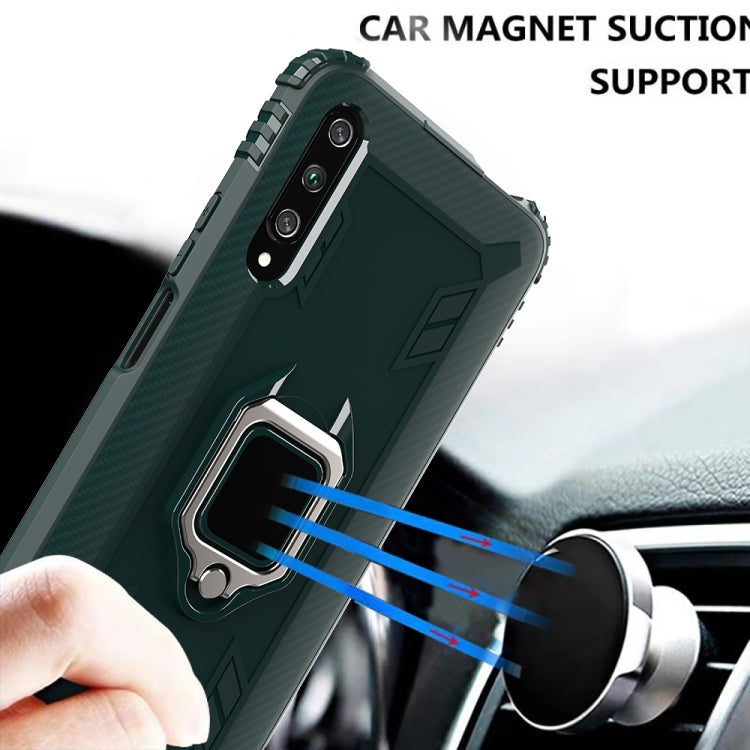For Huawei Honor 9X / 9X Pro Carbon Fiber Protective Case with 360 Degree Rotating Ring Holder