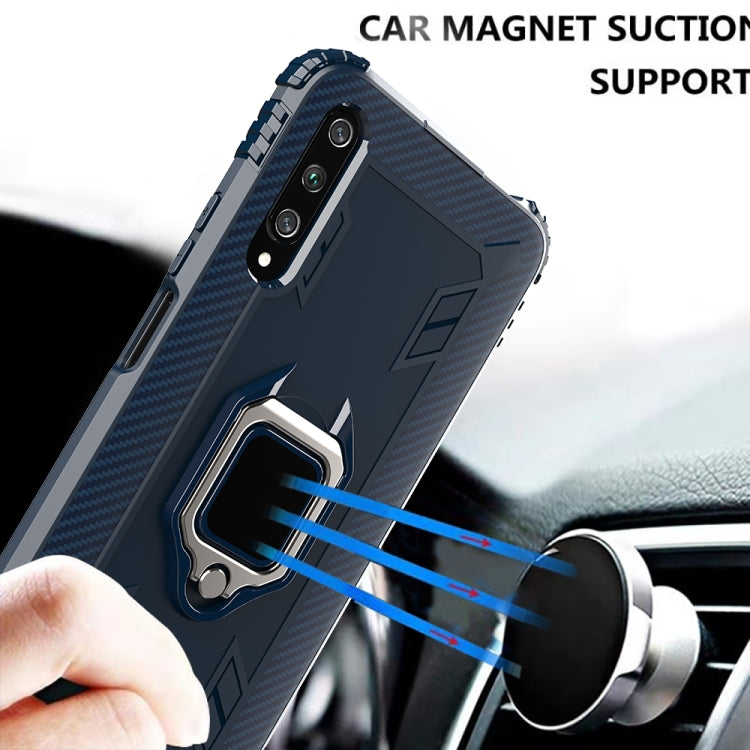 For Huawei Honor 9X / 9X Pro Carbon Fiber Protective Case with 360 Degree Rotating Ring Holder