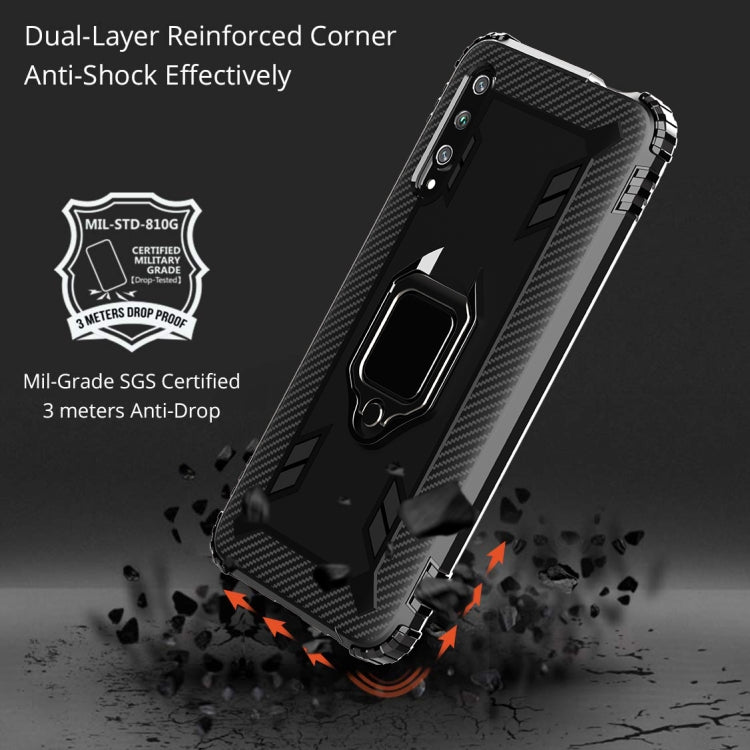 For Huawei Honor 9X / 9X Pro Carbon Fiber Protective Case with 360 Degree Rotating Ring Holder