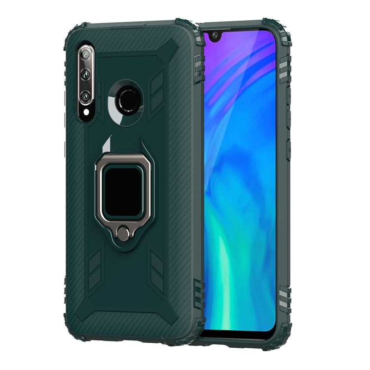 For Huawei Honor 20 Lite Carbon Fiber Protective Case with 360 Degree Rotating Ring Holder