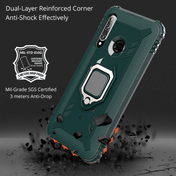 For Huawei Honor 20 Lite Carbon Fiber Protective Case with 360 Degree Rotating Ring Holder