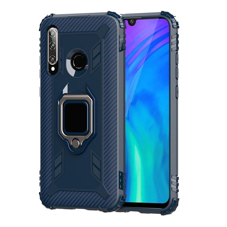 For Huawei Honor 20 Lite Carbon Fiber Protective Case with 360 Degree Rotating Ring Holder