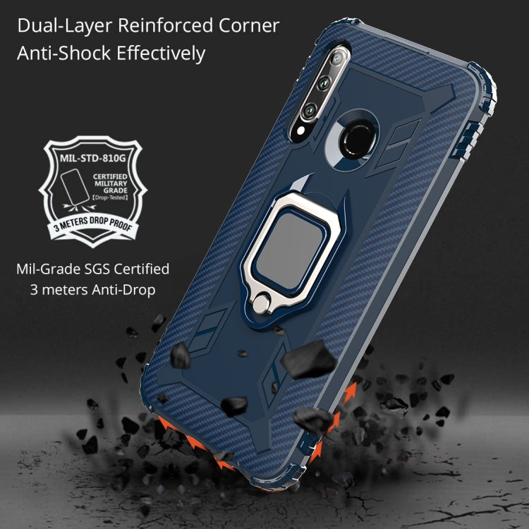 For Huawei Honor 20 Lite Carbon Fiber Protective Case with 360 Degree Rotating Ring Holder