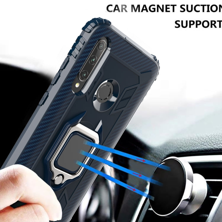 For Huawei Honor 20 Lite Carbon Fiber Protective Case with 360 Degree Rotating Ring Holder