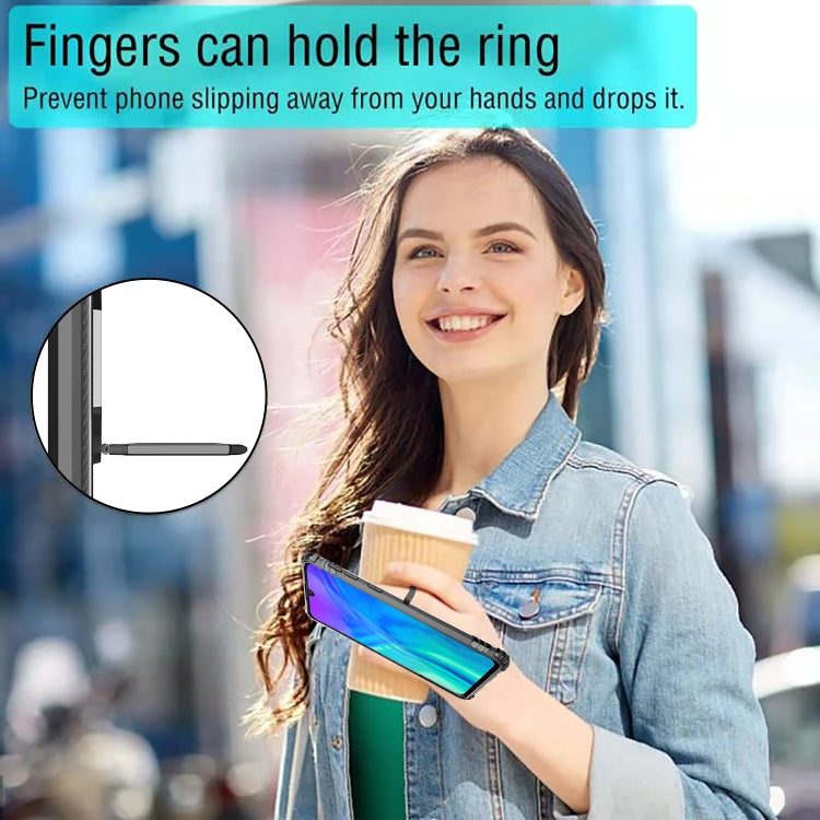 For Huawei Honor 20 Lite Carbon Fiber Protective Case with 360 Degree Rotating Ring Holder