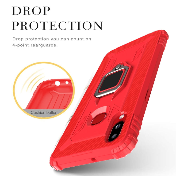 For Galaxy A10s Carbon Fiber Protective Case with 360 Degree Rotating Ring Holder