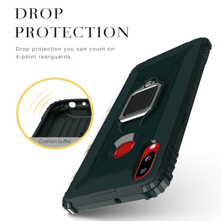 For Galaxy A10s Carbon Fiber Protective Case with 360 Degree Rotating Ring Holder