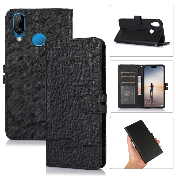 For Huawei P20 lite Cross Texture Horizontal Flip Leather Phone Case