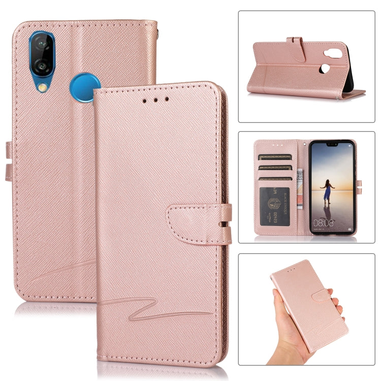 For Huawei P20 lite Cross Texture Horizontal Flip Leather Phone Case