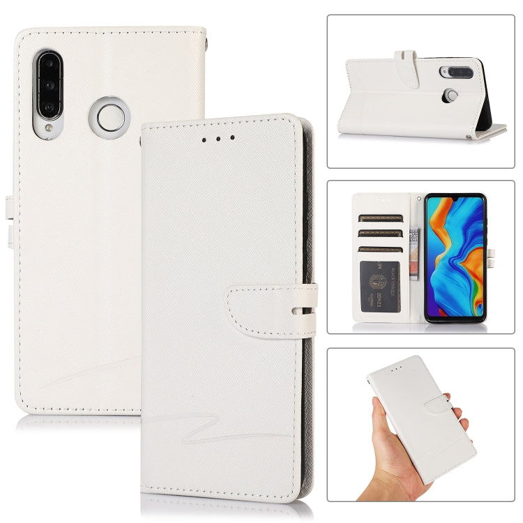 For Huawei P30 lite Cross Texture Horizontal Flip Leather Phone Case