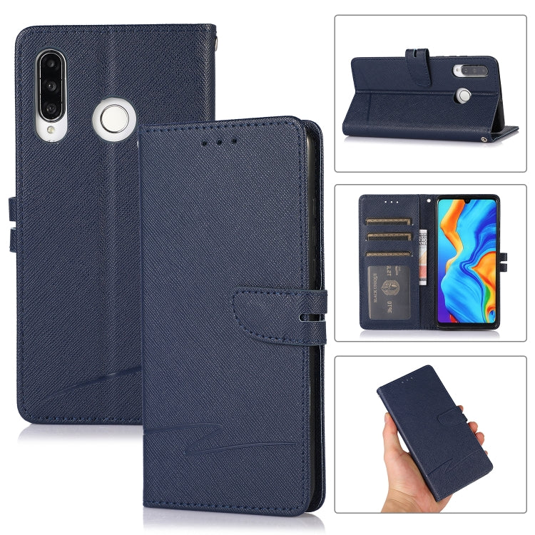 For Huawei P30 lite Cross Texture Horizontal Flip Leather Phone Case