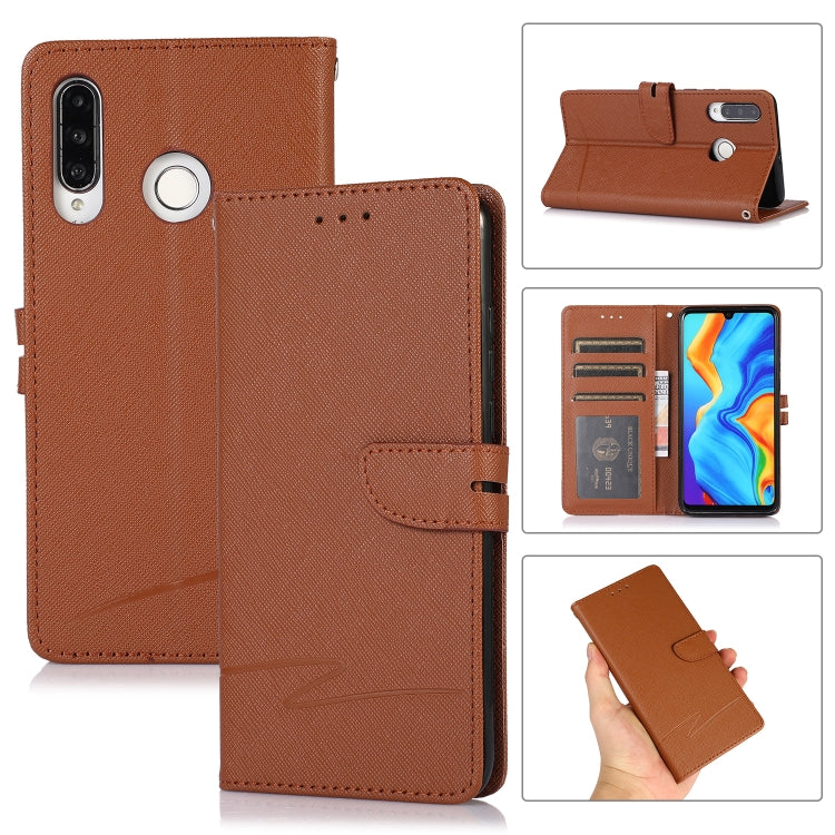 For Huawei P30 lite Cross Texture Horizontal Flip Leather Phone Case