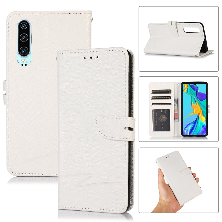 For Huawei P30 Cross Texture Horizontal Flip Leather Phone Case