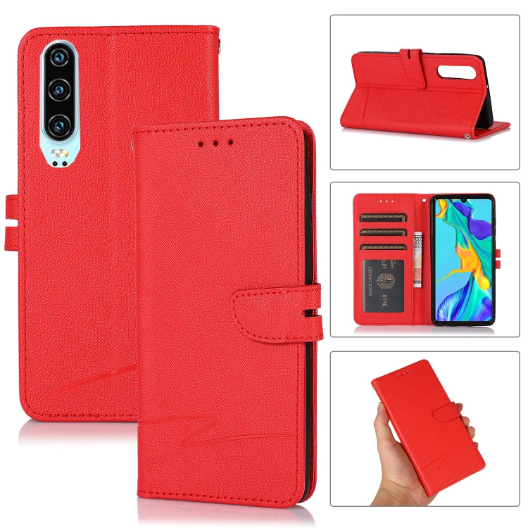 For Huawei P30 Cross Texture Horizontal Flip Leather Phone Case