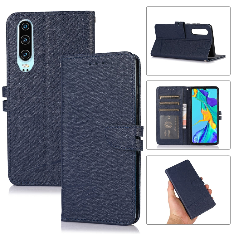 For Huawei P30 Cross Texture Horizontal Flip Leather Phone Case