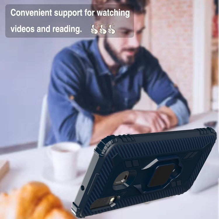 For Galaxy A40 Carbon Fiber Protective Case with 360 Degree Rotating Ring Holder