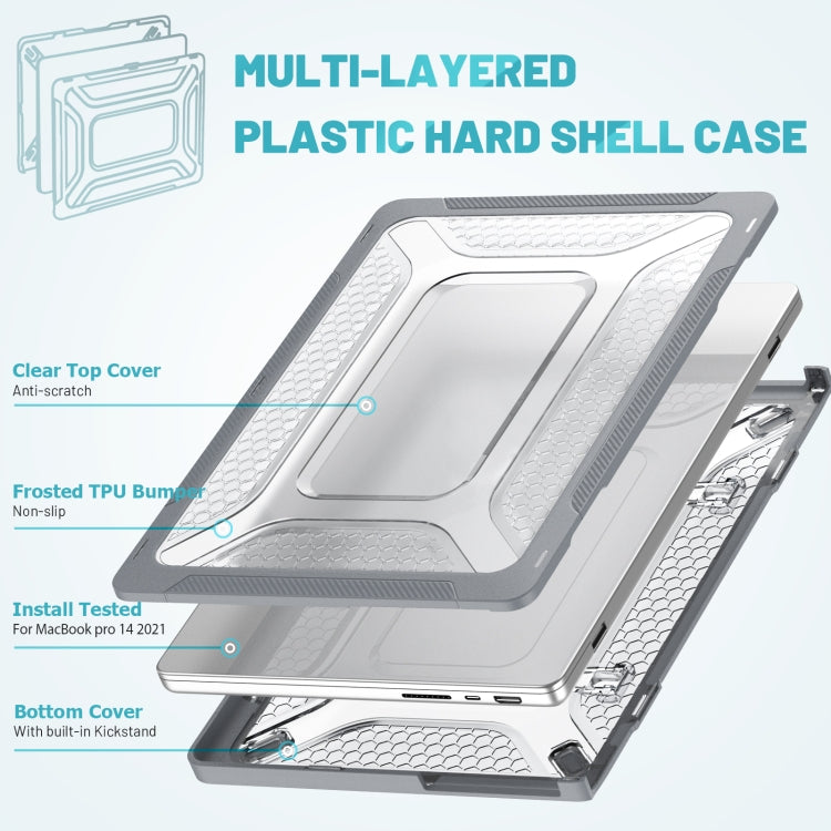 PC + TPU Honeycomb Laptop Protective Case For MacBook Pro 14.2 inch A2442 2021