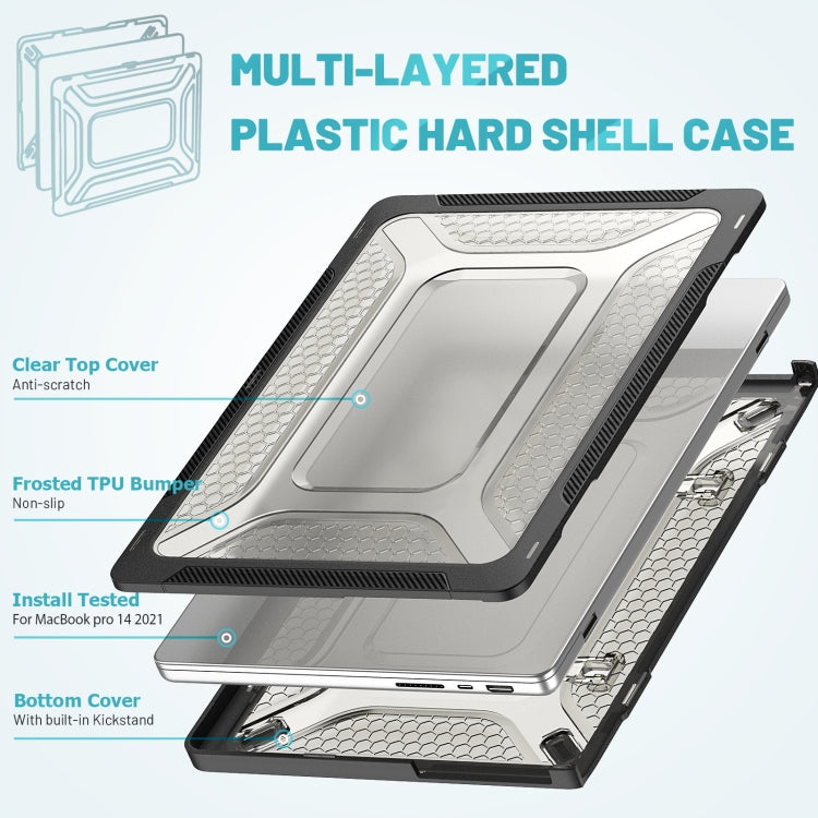PC + TPU Honeycomb Laptop Protective Case For MacBook Pro 14.2 inch A2442 2021