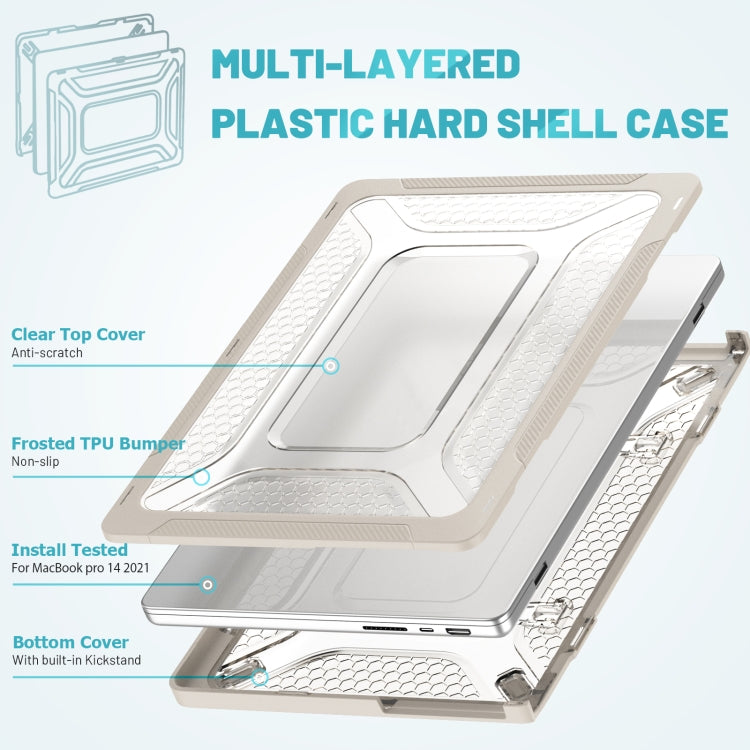 PC + TPU Honeycomb Laptop Protective Case For MacBook Pro 14.2 inch A2442 2021