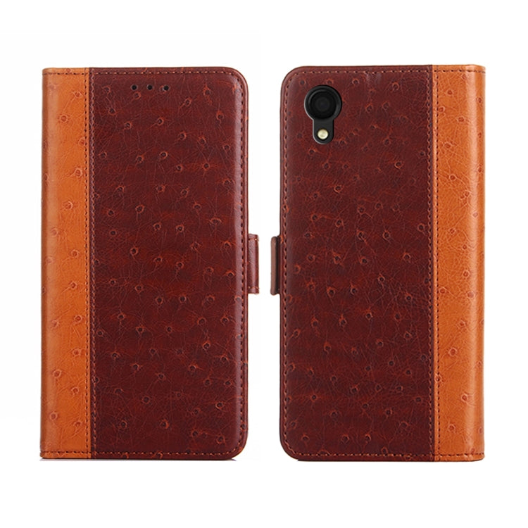 For Samsung Galaxy A22 5G Ostrich Texture Flip Leather Phone Case