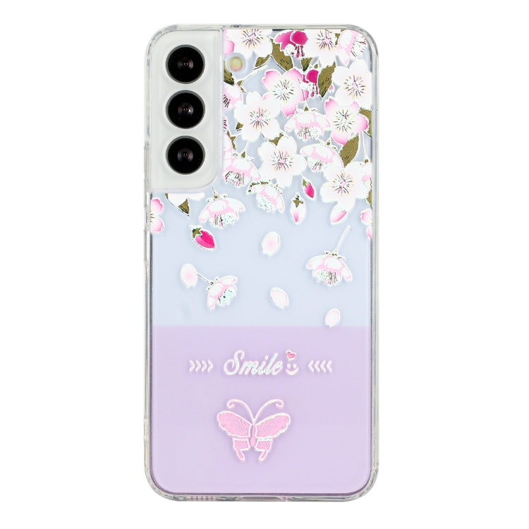 For Samsung Galaxy S22 5G Bronzing Butterfly Flower Phone Case