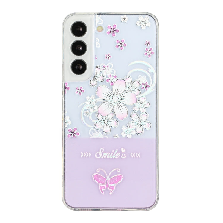 For Samsung Galaxy S22 5G Bronzing Butterfly Flower Phone Case