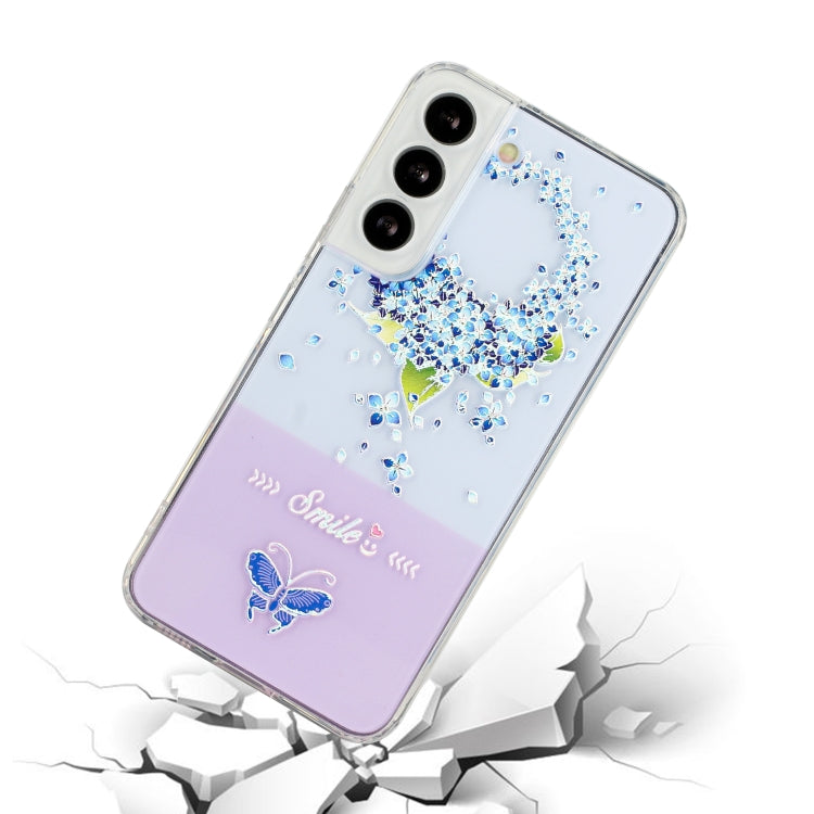 For Samsung Galaxy S22 5G Bronzing Butterfly Flower Phone Case