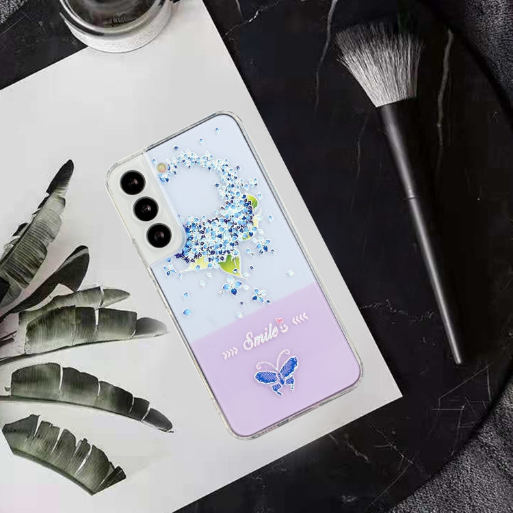 For Samsung Galaxy S22+ 5G Bronzing Butterfly Flower Phone Case