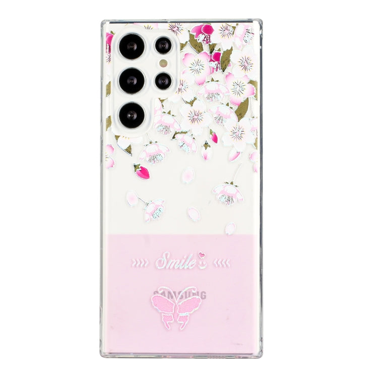 For Samsung Galaxy S22 Ultra 5G Bronzing Butterfly Flower Phone Case