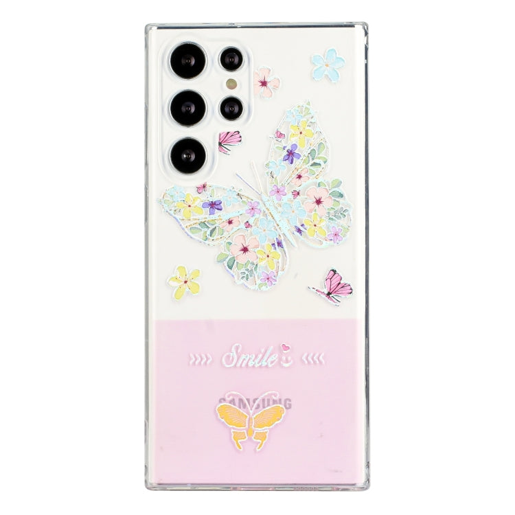 For Samsung Galaxy S22 Ultra 5G Bronzing Butterfly Flower Phone Case