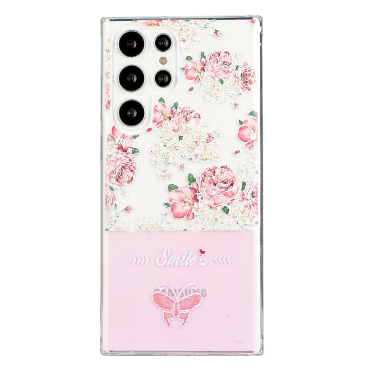 For Samsung Galaxy S22 Ultra 5G Bronzing Butterfly Flower Phone Case