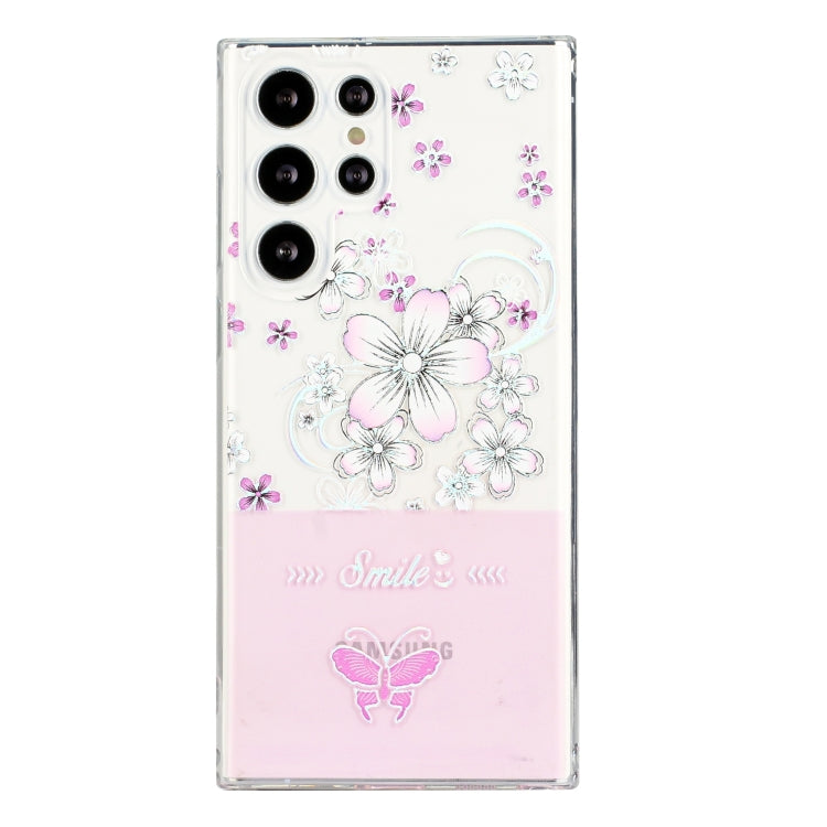 For Samsung Galaxy S22 Ultra 5G Bronzing Butterfly Flower Phone Case