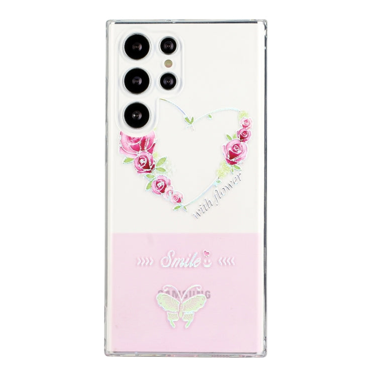 For Samsung Galaxy S22 Ultra 5G Bronzing Butterfly Flower Phone Case