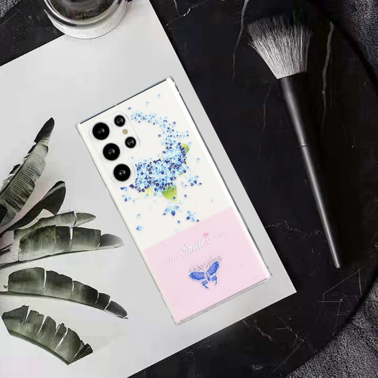 For Samsung Galaxy S22 Ultra 5G Bronzing Butterfly Flower Phone Case