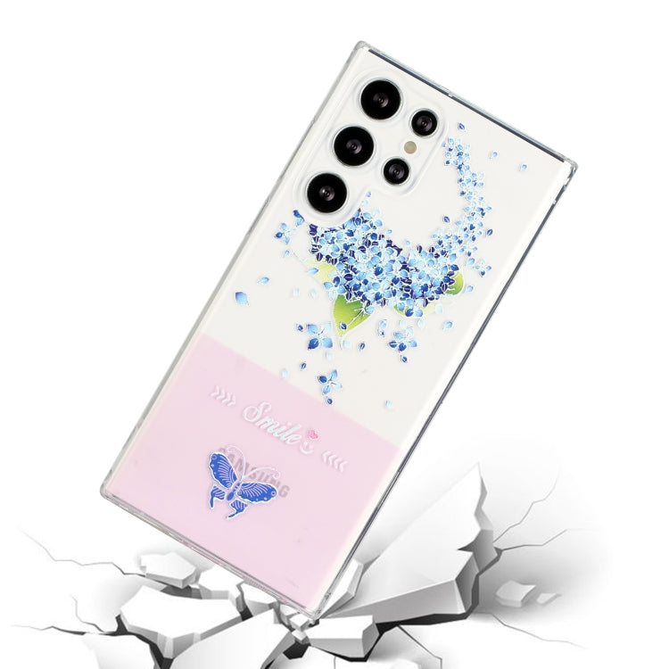 For Samsung Galaxy S22 Ultra 5G Bronzing Butterfly Flower Phone Case