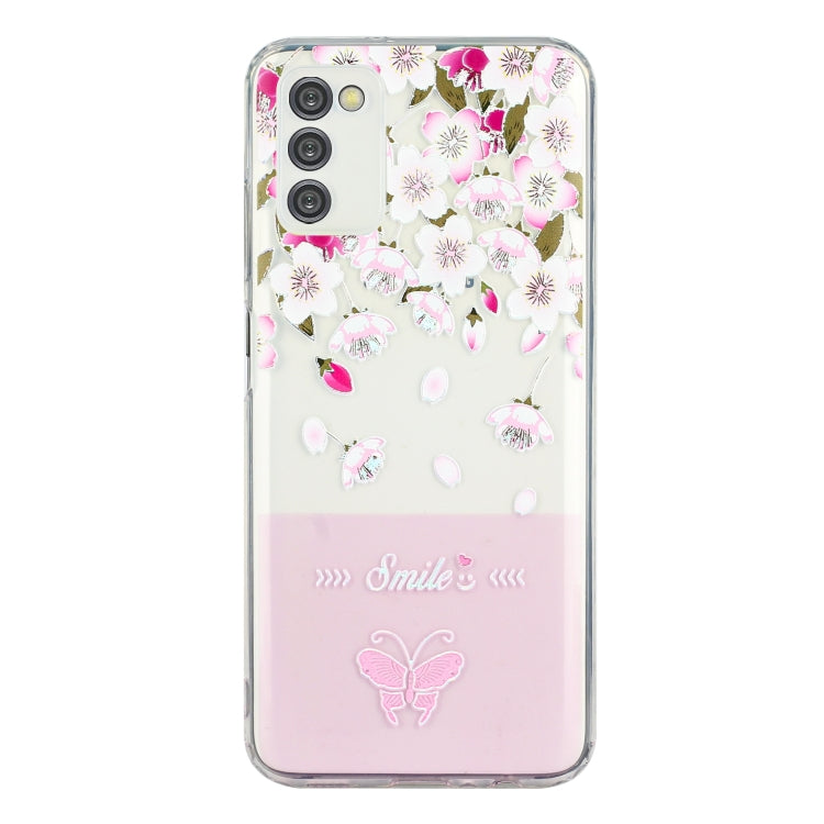 For Samsung Galaxy A03s Bronzing Butterfly Flower Phone Case